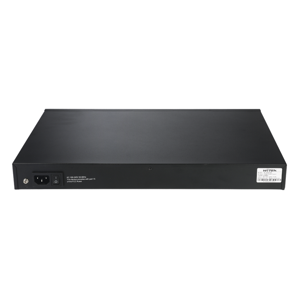 Switch PoE (802.3af/at/bt) / No administrable de largo alcance / Hasta 250m / Con 24 x 10/100Mbps + 2 x SFP Gigabit Combo / 250 W