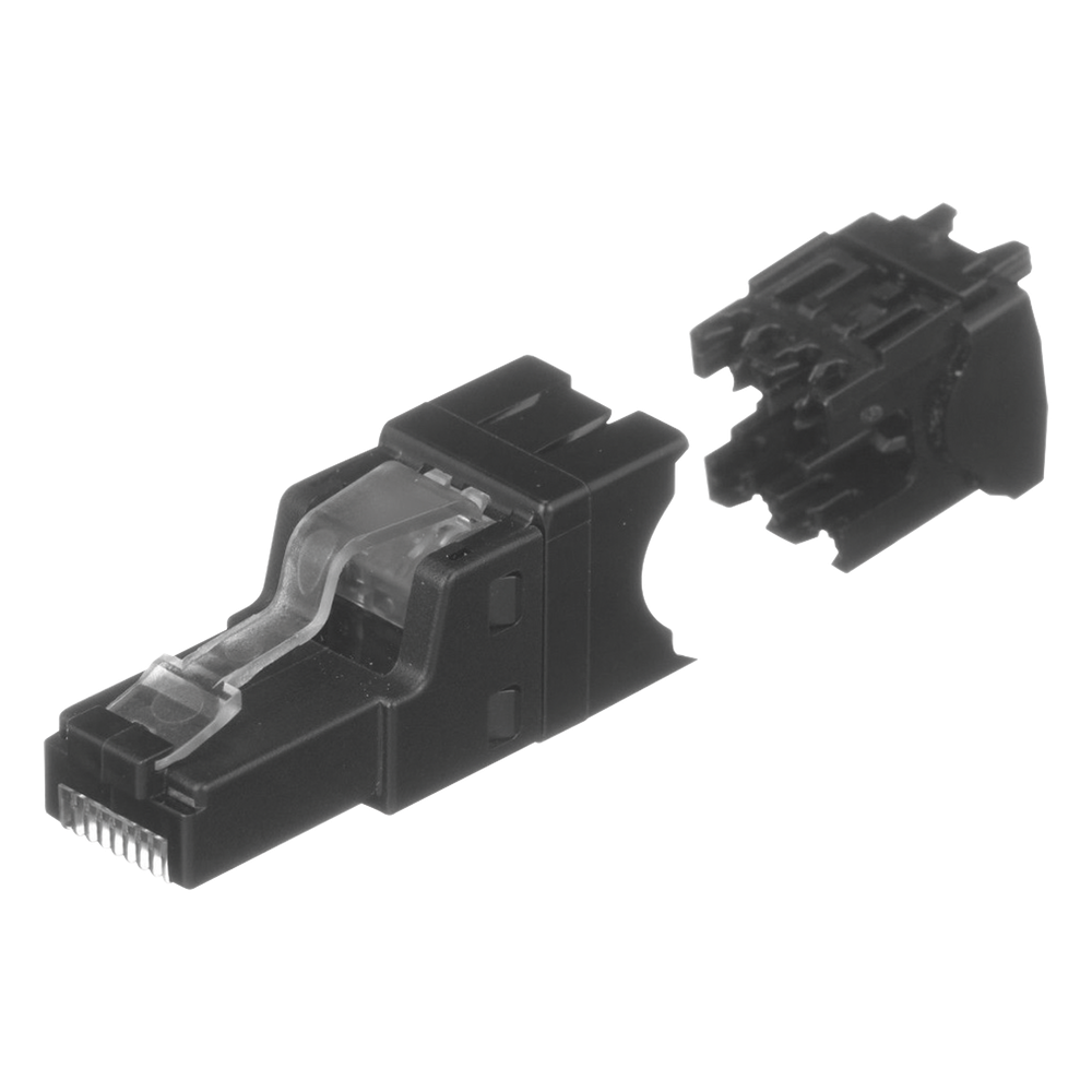 Plug RJ45 UTP, Instalación Recta, Terminación en Campo Certificable, Compatible con Cat5e, Cat6 y Cat6A, Color Negro