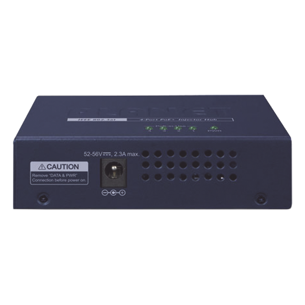 Inyector High PoE, de 4 Puertos Gigabit de Entrada, 4 Puertos PoE 802.3af/at Gigabit de Salida Para Cada Puerto, Hasta 30 W por interfaz