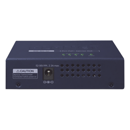 Inyector High PoE, de 4 Puertos Gigabit de Entrada, 4 Puertos PoE 802.3af/at Gigabit de Salida Para Cada Puerto, Hasta 30 W por interfaz