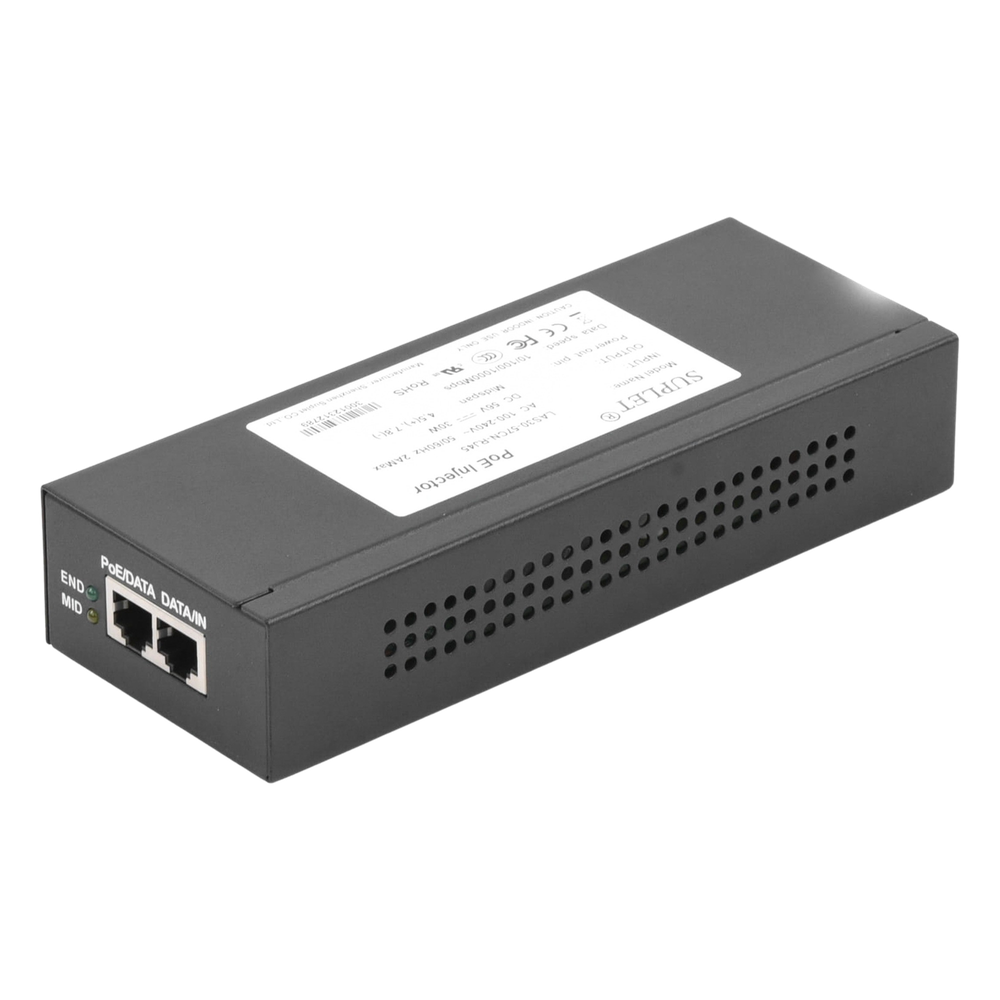 Inyector Super Hi-PoE / 56 Vcc / 30 Watts / Para Domos HIKVISION PTZ / IP (-AE / DE) / Soporta 802.3 af /at / Para Aplicaciones de CCTV