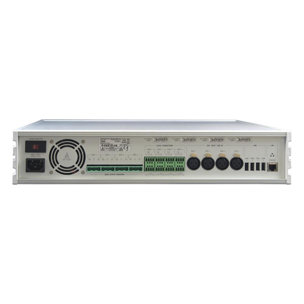 ETAPA DE POTENCIA DIGITAL 4x120W 100V  MILLENNIUM IP CON CONECTIVIDAD IP LAN, SUPERVISON, CALIDAD DE SONIDO HQ PARA 4 ZONAS, EN FORMATO RACK 2U
