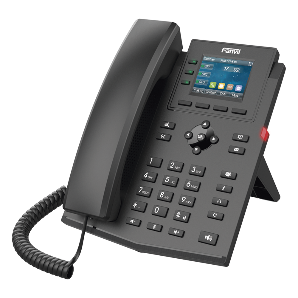 Teléfono IP empresarial para 4 líneas SIP con pantalla LCD de 2.4 pulgadas a color, Opus y conferencia de 3 vías, PoE.