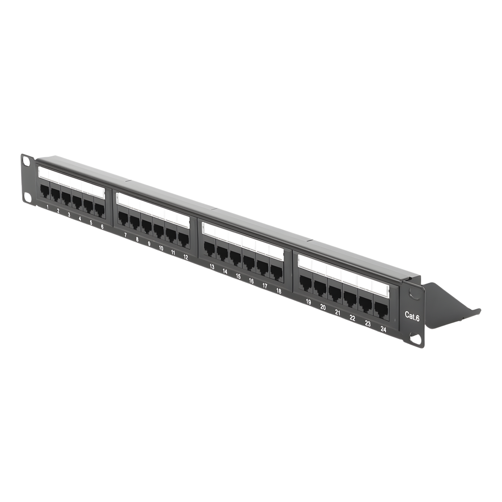 Panel de Parcheo de Impacto (110) UTP de 24 Puertos Cat6, 19 Pulgadas (48.26 cm), con Barra para Organizar Cable