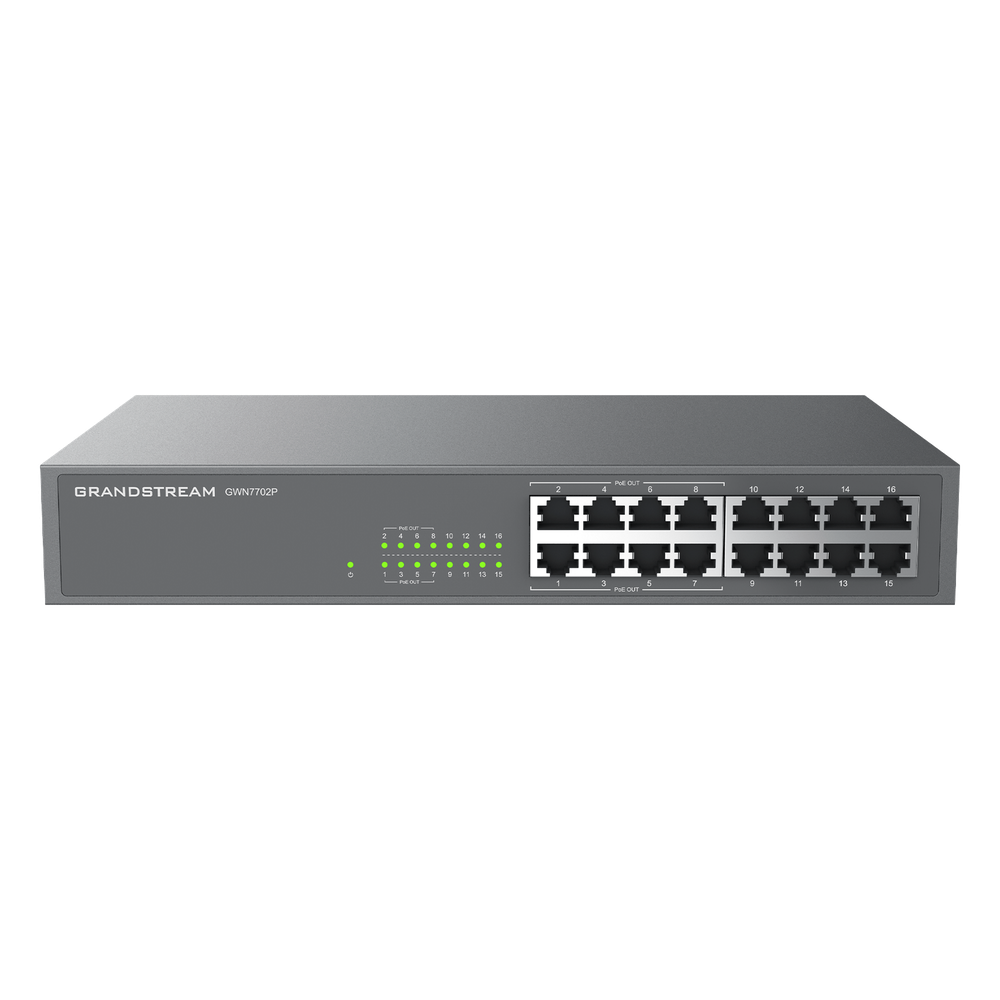 Switch PoE+ 16 Puertos Gigabit No Administrable / 8 puertos 10/100/1000 Mbps / 8 puertos PoE+ / hasta 145W