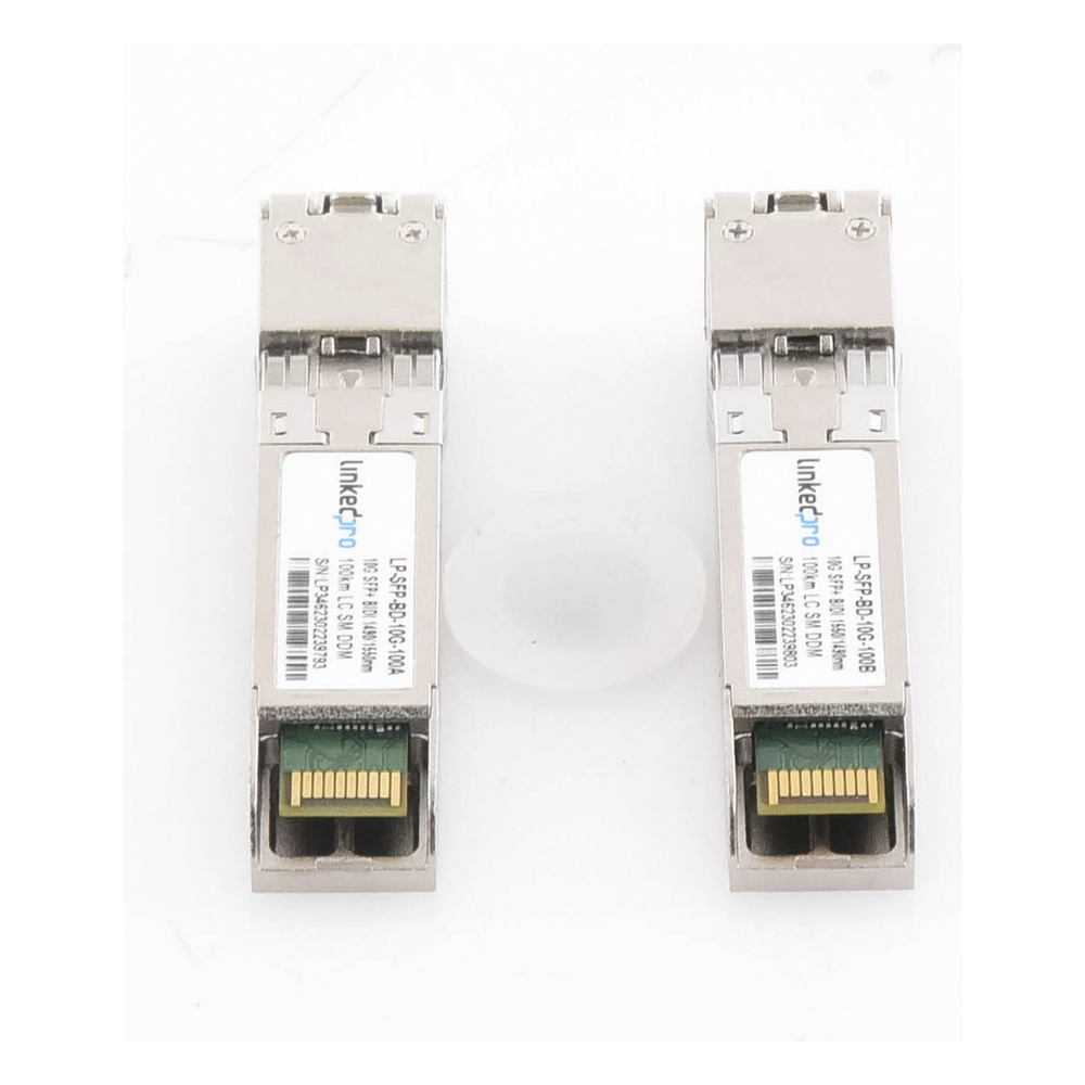 Transceptores Ópticos Bidireccionales SFP+ (Mini-Gbic) / Monomodo 1490 & 1550 nm / 10 Gbps / 10GBASE-BX / Conector LC/UPC Simplex / DDM / Hasta 100 km / 2 Piezas