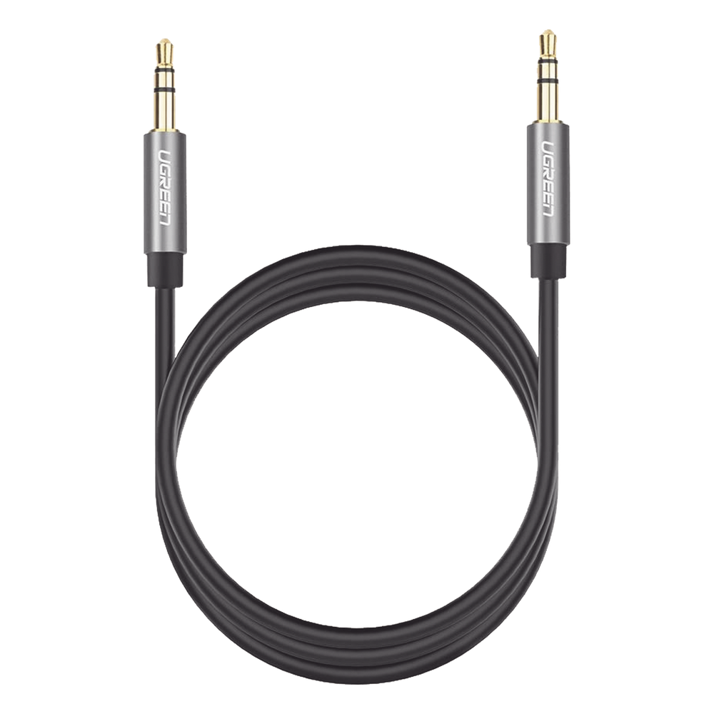 Cable Auxiliar 2 Metros / Conector 3.5mm a 3.5mm / Macho a Macho / Cubierta de TPE / Carcasa de Aluminio / Color Negro