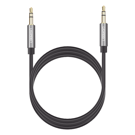 Cable Auxiliar 2 Metros / Conector 3.5mm a 3.5mm / Macho a Macho / Cubierta de TPE / Carcasa de Aluminio / Color Negro