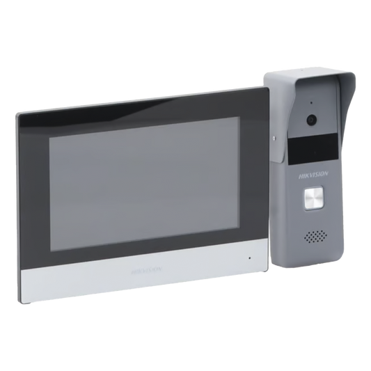 Kit de Videoportero Analógico de Metal / IP a 4 Hilos con Función de Llamada a App Hik-Connect / Monitor se Conecta a Internet por Cable o WiFi y por 4 Hilos al Frente de Calle  IP65 / Expandible a Mas Equipos