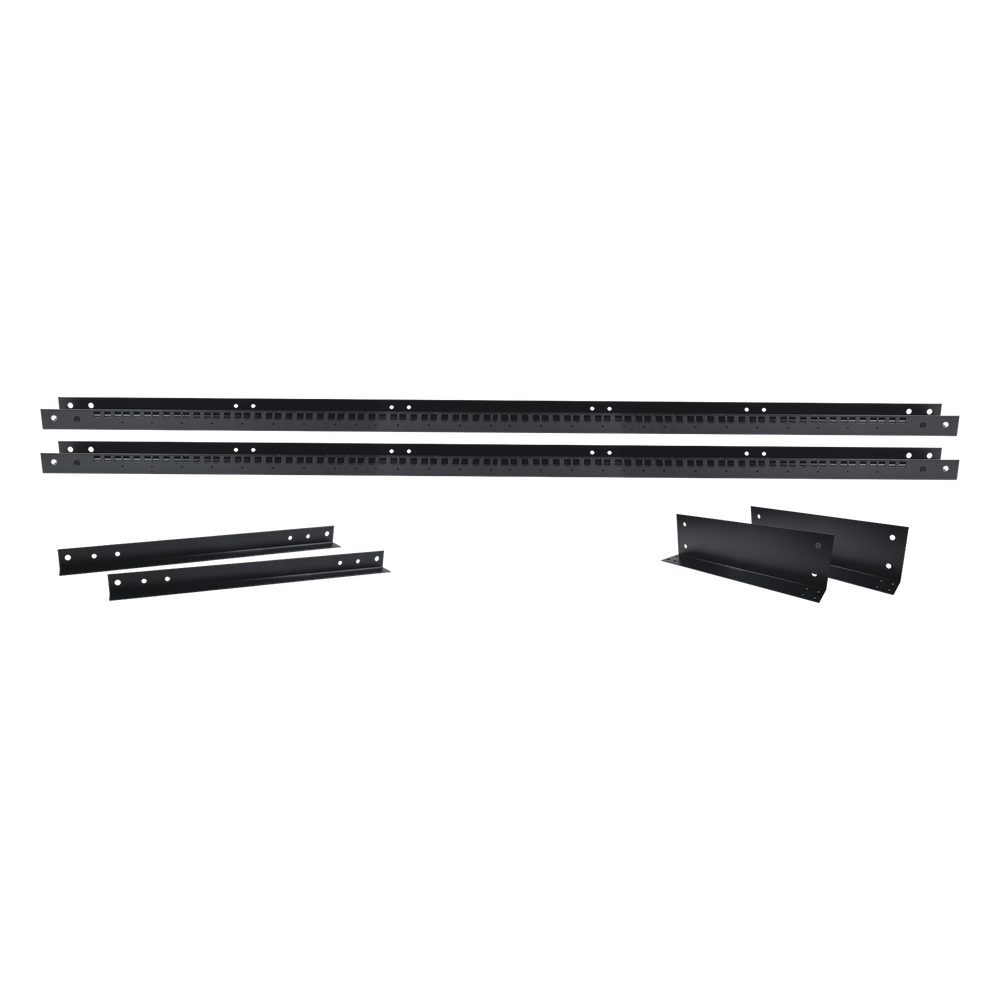 Rack de 2 Postes, Estándar 19", 45 Unidades, Fabricado en Acero, Base "L" para Anclar a Piso.