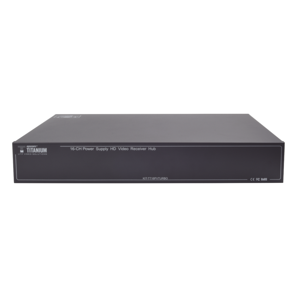 Kit de TRANSCEPTOR ACTIVO DE 16 Canales / VIDEO+PODER en un solo Cable UTP / 150m en 4K, 200m en 5 MP/ Envía 36 Vcc y recibe 12 Vcc / TODO INCLUIDO PARA RACK / Compatible con cámaras HD-TVI/CVI/AHD/CVBS / Instalación Limpia