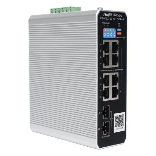 Switch Industrial PoE+ hasta 300 watts , Ideal para temperaturas Extremas y protección contra descargas, 1 puerto PoE++ 60W y 7 puertos PoE+ 30W, 2 SFP Uplink