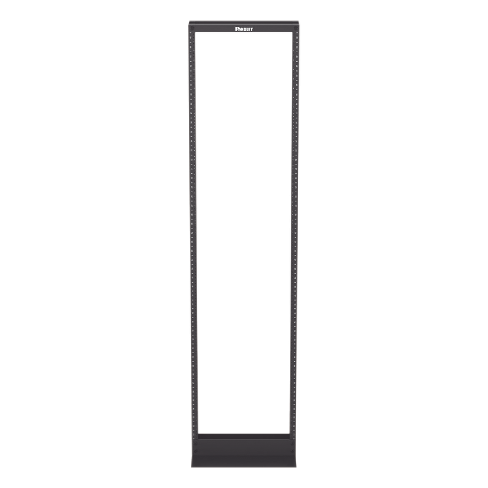 Rack de Dos Postes Estándar de 19 in, Rieles Numerados y Roscados #12-24, Fabricado en Aluminio, 45 Unidades de Rack, Color Negro