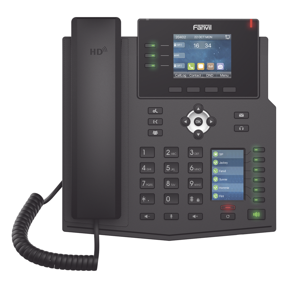 Teléfono IP Empresarial con Estándares Europeos, 12 lineas SIP con pantalla a color, 30 teclas DSS/BLF, puertos Gigabit, IPv6, Opus , PoE/DC