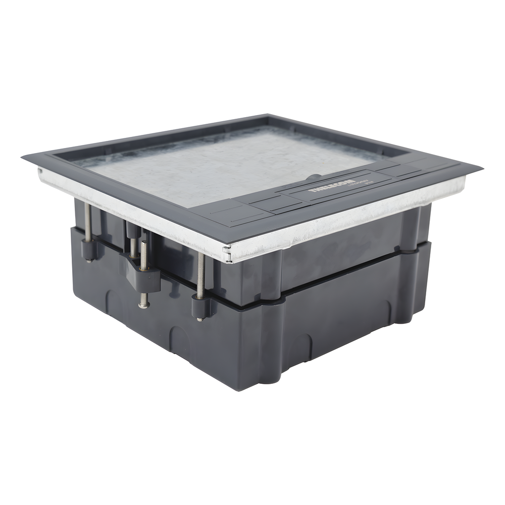 Caja de Piso para Cuatro Módulos Universales (Socket M4), para Alimentación Eléctrica y Redes de Datos (11000-43401) No Incluye Faceplates