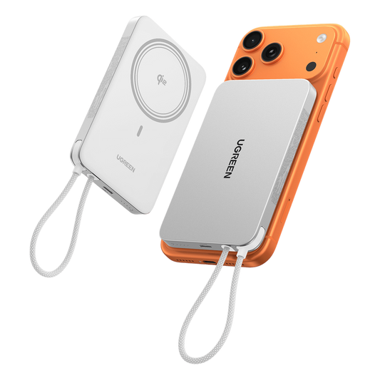 Banco de Energía Magnético Inalámbrico / 10000 mAh / 30W USB-C PD+PPS / Cable USB-C Integrado 30W / Carga Inalámbrica Magnética 15W / Doble Celda 5000 mAh / Pantalla LED / 39.2 Wh