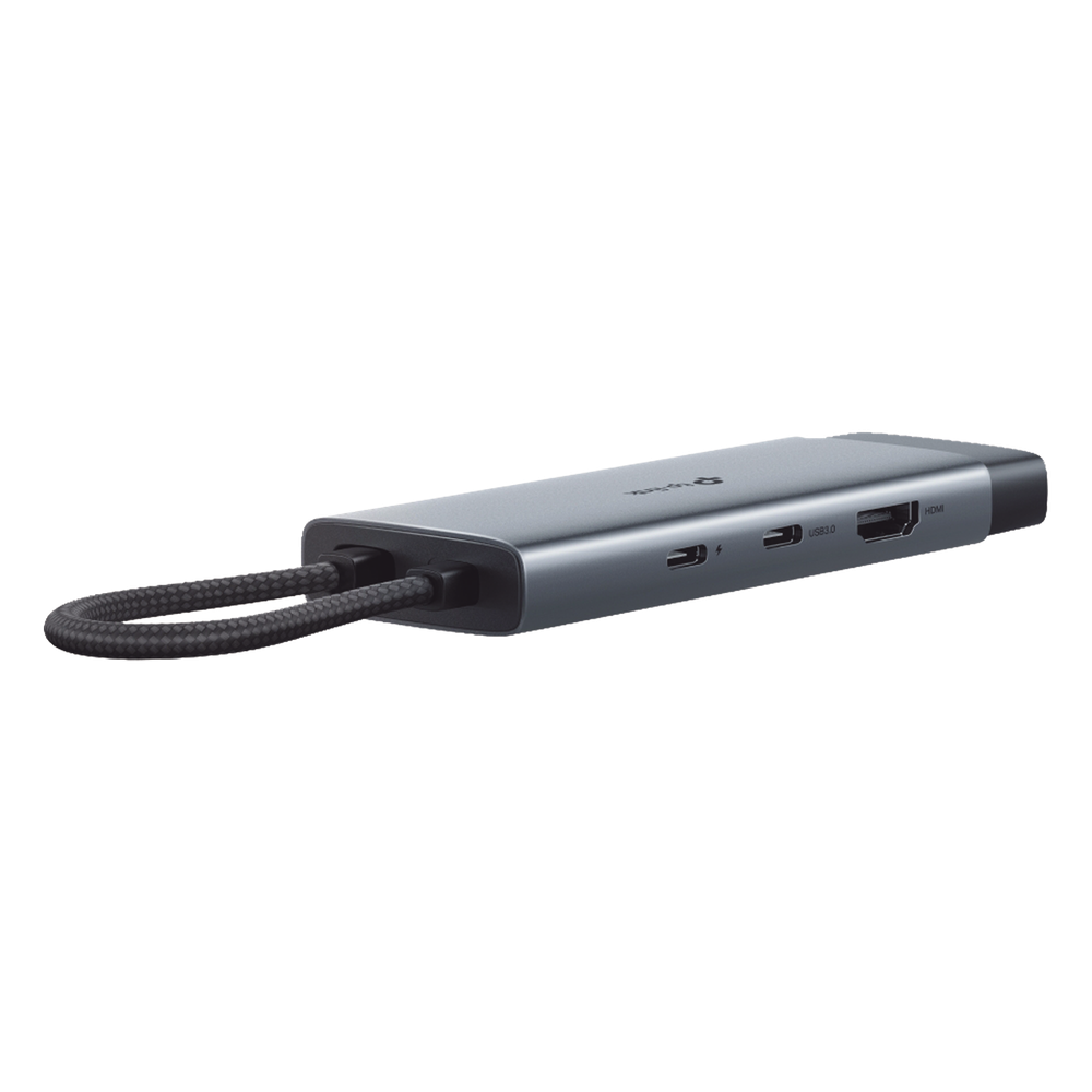 Adaptador HUB 6 en 1, 1 puerto USB-C entrada, 1 puerto HDMI 4K, 1 puerto Ethernet Gigabit, 1 puerto USB-C y 2 puertos USB-A