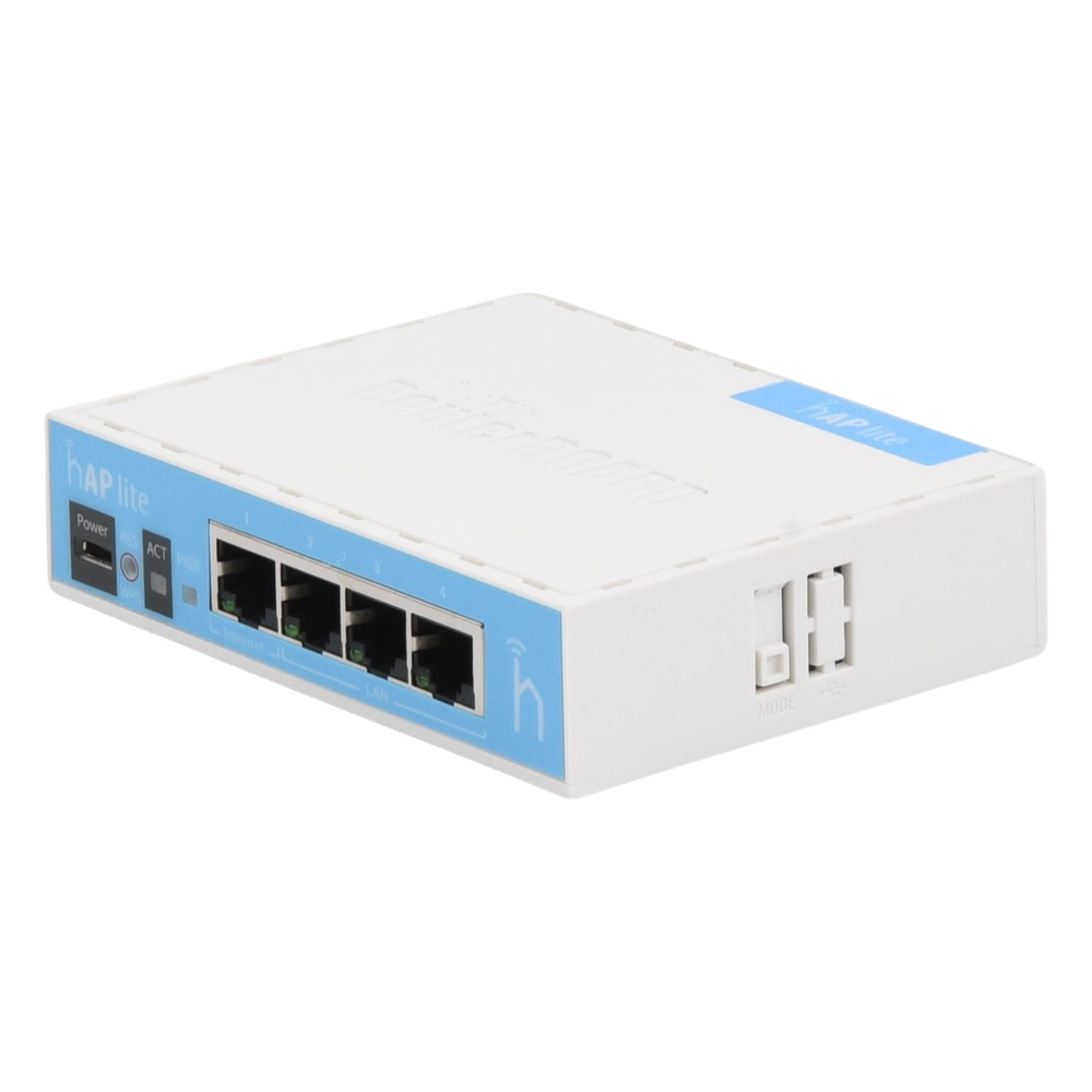 (hAP Lite) 4 Puertos Fast Ethernet y  Wi-Fi 2.4 GHz 802.11 b/g/n