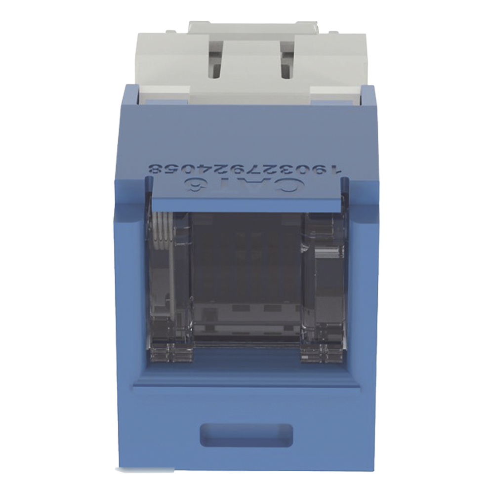 Conector Jack RJ45 Estilo TG con Ventana, Mini-Com, Categoría 6, de 8 Posiciones y 8 Cables, Color Azul