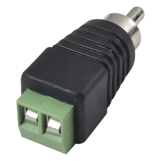 Adaptador RCA Macho Tipo Jack Polarizado / Terminales Tipo Tornillo / Polarizado (+/-) / Recomendado para Video y Audio en Sistemas de Video Vigilancia a 2 Hilos