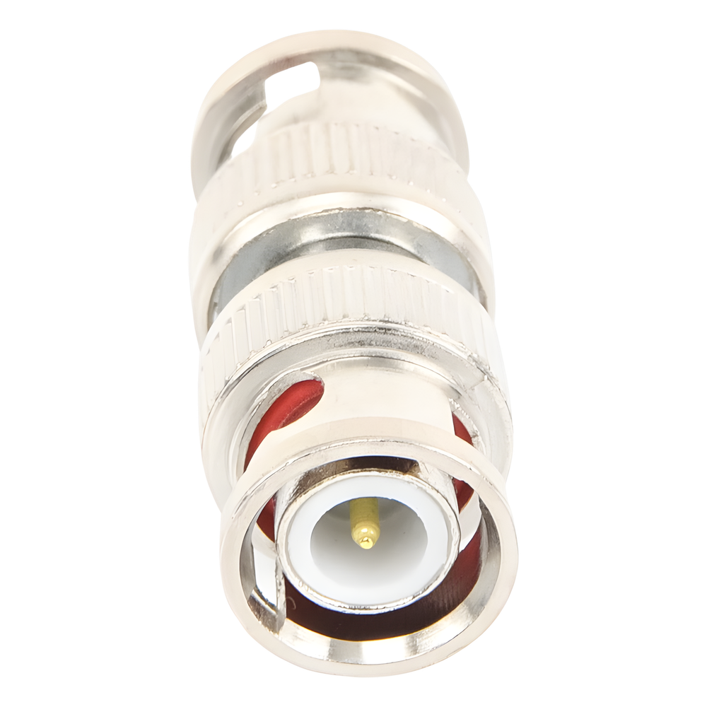 Adaptador tipo barril para 75 Ohm, de conector BNC macho a BNC macho, Níquel/ Oro/ Teflón.