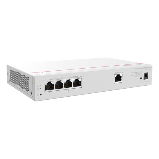 Router Multi-Servicio / 1 puerto 10/100/1000 Mbps(WAN) / 4 puertos 10/100/1000 Mbps(LAN) PoE+ (802.3af/at) / 50W / Rendimiento 1 Gbps / Controla hasta 32 APs / Hasta 150 Clientes / Administración Nube Gratis