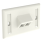 Placa de Pared Horizontal, Salida Para 2 Puertos Keystone, Con Espacios Para Etiquetas, Color Blanco Mate