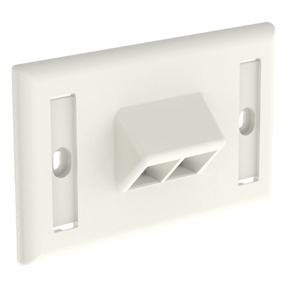 Placa de Pared Horizontal, Salida Para 2 Puertos Keystone, Con Espacios Para Etiquetas, Color Blanco Mate