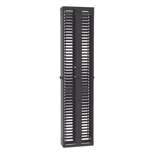 Organizador Vertical PatchRunner™, Doble (Frontal y Posterior), Para Rack Abierto de 45 Unidades, 8in de Ancho, Color Negro