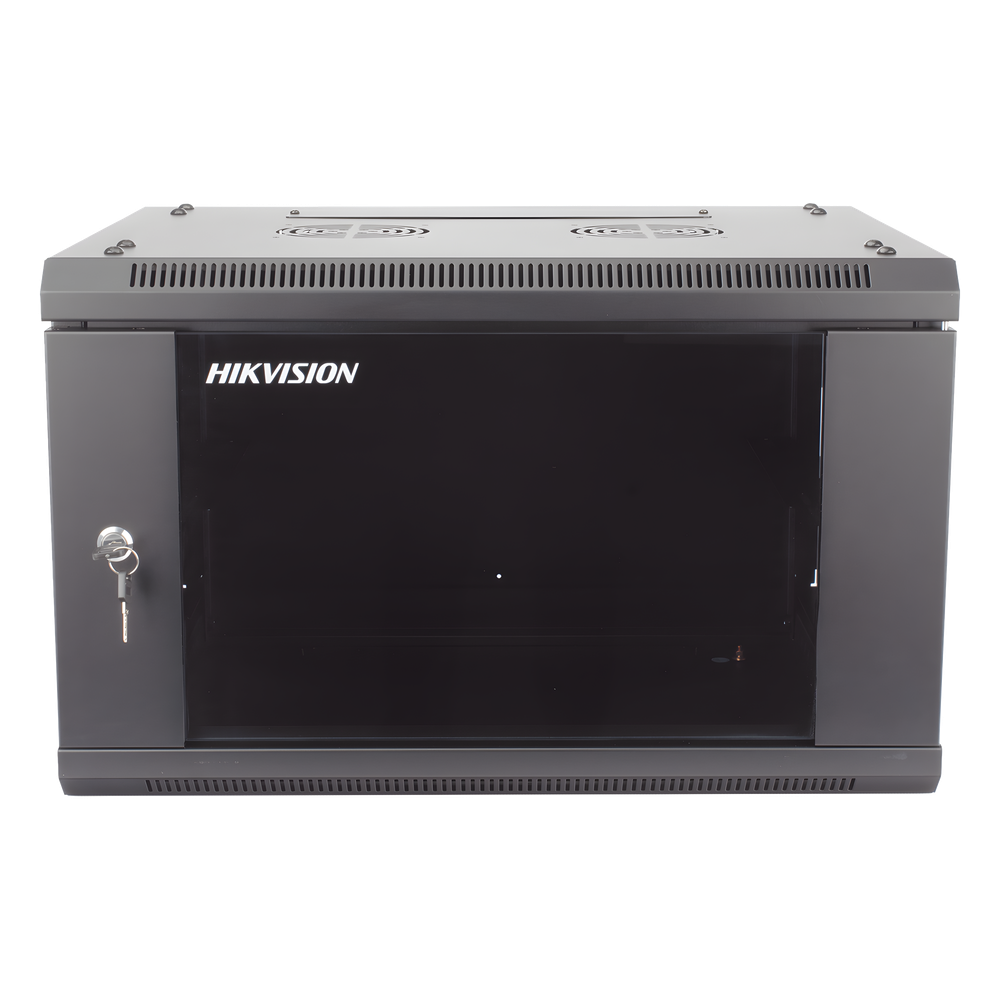 Gabinete para Montaje en Pared - Piso / Puerta de Cristal Templado / Cuerpo Fijo / 6 Unidades de Rack / 19" / Fabricado en Acero