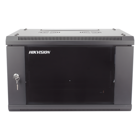Gabinete para Montaje en Pared - Piso / Puerta de Cristal Templado / Cuerpo Fijo / 6 Unidades de Rack / 19" / Fabricado en Acero
