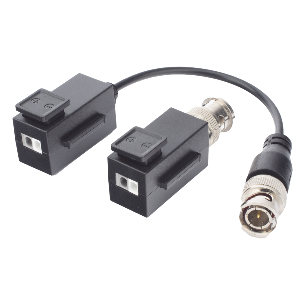 Kit de Transceptor (Balluns) TURBOHD con Boton Push / Hasta 8 MP (4K) / 100% Cobre / Soporta HD-TVI / AHD / CVI / CVBS / Audio por Coaxitron / Datos para Menu de Configurar de Cámaras