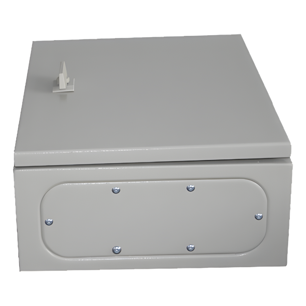 Gabinete de Acero IP66 Uso en Intemperie (250 x 300 x 150 mm) con Placa Trasera Interior Metálica y Compuerta Inferior Atornillable (Incluye Chapa y Llave T).
