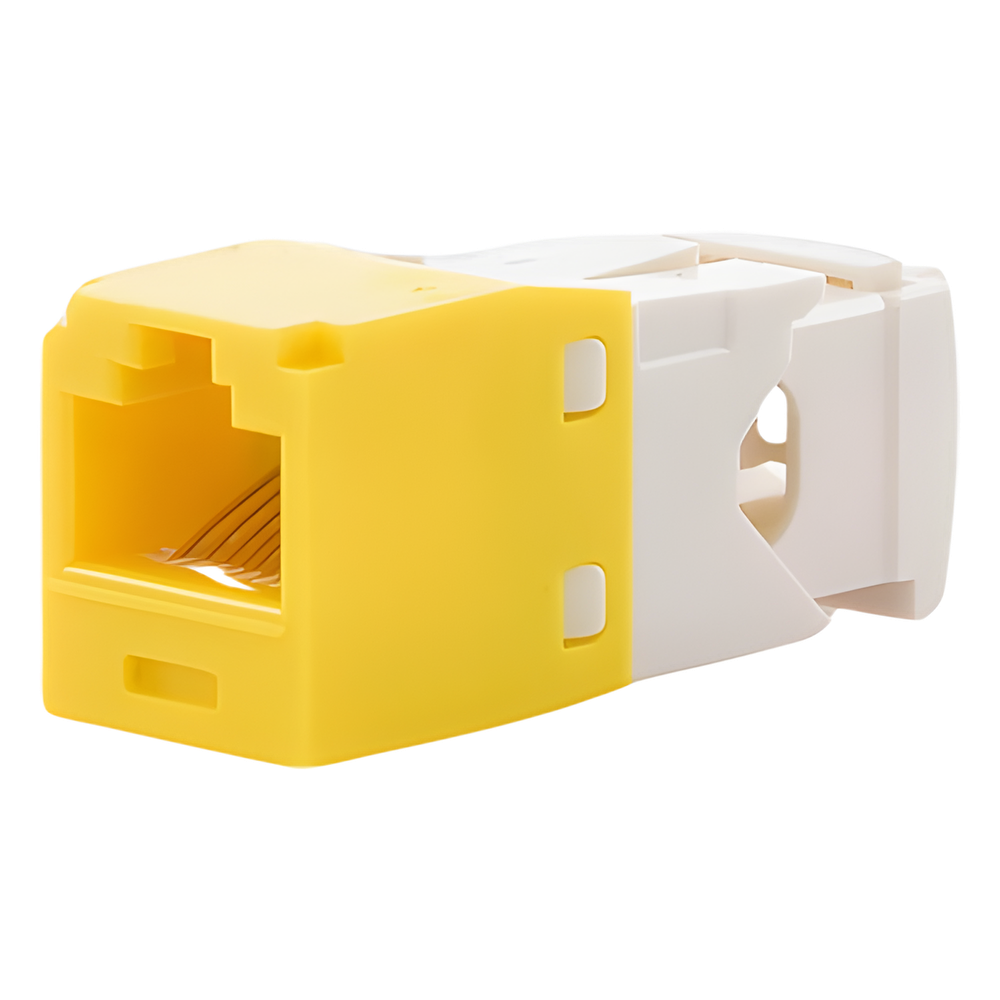 Conector Jack RJ45 Estilo TG, Mini-Com, Categoría 6, de 8 Posiciones y 8 Cables, Color Amarillo