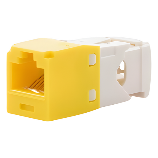 Conector Jack RJ45 Estilo TG, Mini-Com, Categoría 6, de 8 Posiciones y 8 Cables, Color Amarillo