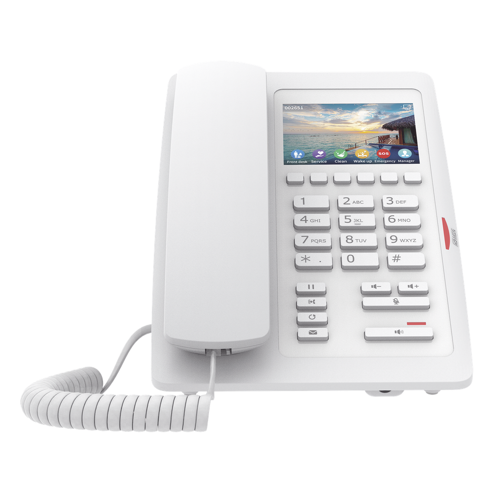 (H5W Color Blanco)Teléfono IP WiFi para Hotelería, profesional de gama alta con pantalla LCD de 3.5 pulgadas a color, 6 teclas programables para servicio rápido (Hotline) PoE