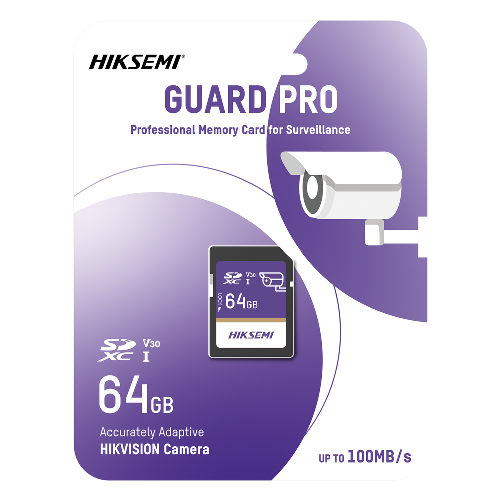 Tarjeta SD GuardPro P10 / 64 GB / 100 MB/s Lectura / 90 MB/s Escritura / Clase 10 U3 V30 / 3D TLC NAND / Especializada Para Videovigilancia 24/7