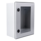 Gabinete de Poliéster IP65 Puerta Transparente, Uso en Intemperie (400 x 500 x 200 mm) con Placa Trasera Interior de Plástico (Incluye Chapa y Llave).