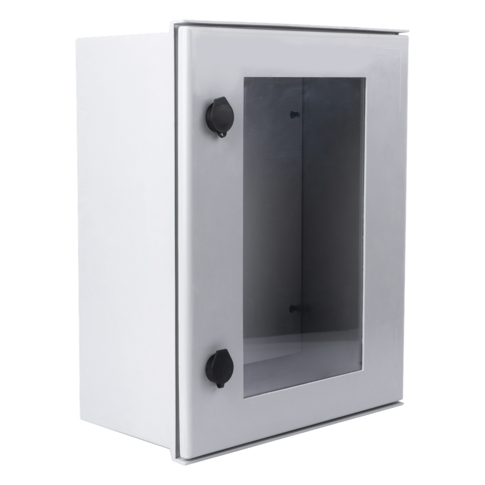Gabinete de Poliéster IP65 Puerta Transparente, Uso en Intemperie (400 x 500 x 200 mm) con Placa Trasera Interior de Plástico (Incluye Chapa y Llave).