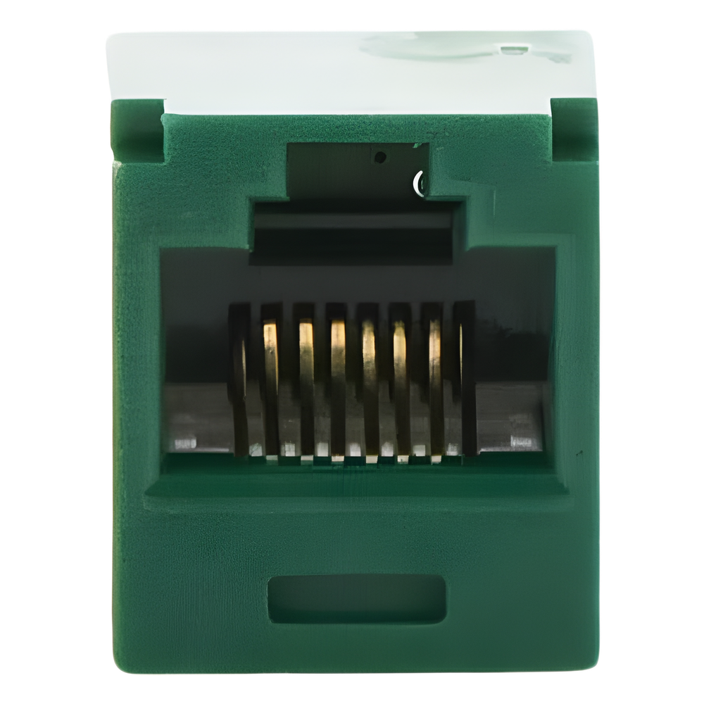 Conector Jack RJ45 Estilo TG, Mini-Com, Categoría 6, de 8 Posiciones y 8 Cables, Color Verde