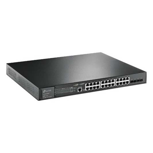Switch L2+ Omada PoE+ / 24 Puertos PoE+ 10/100/1000 Mbps / 4 Puertos SFP+ 10G / 2 Puertos Consola (RJ45 y microUSB) / Administración Centralizada Omada o Stand-Alone / Multicast IGMP / Presupuesto PoE 384W / Montaje en Rack / (SG3428XMP)