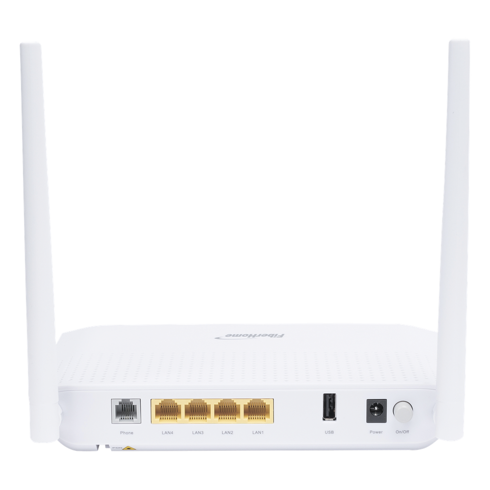 ONU GPON WiFi (2.4/5 GHz), 2 Antenas de 5 dBi, Compatible con OLTs de Terceros, MIMO 2x2, 4 puertos Gigabit + 1 POTS + USB, conector SC/UPC, (Gestión WAN desde la Interfaz de la ONU)