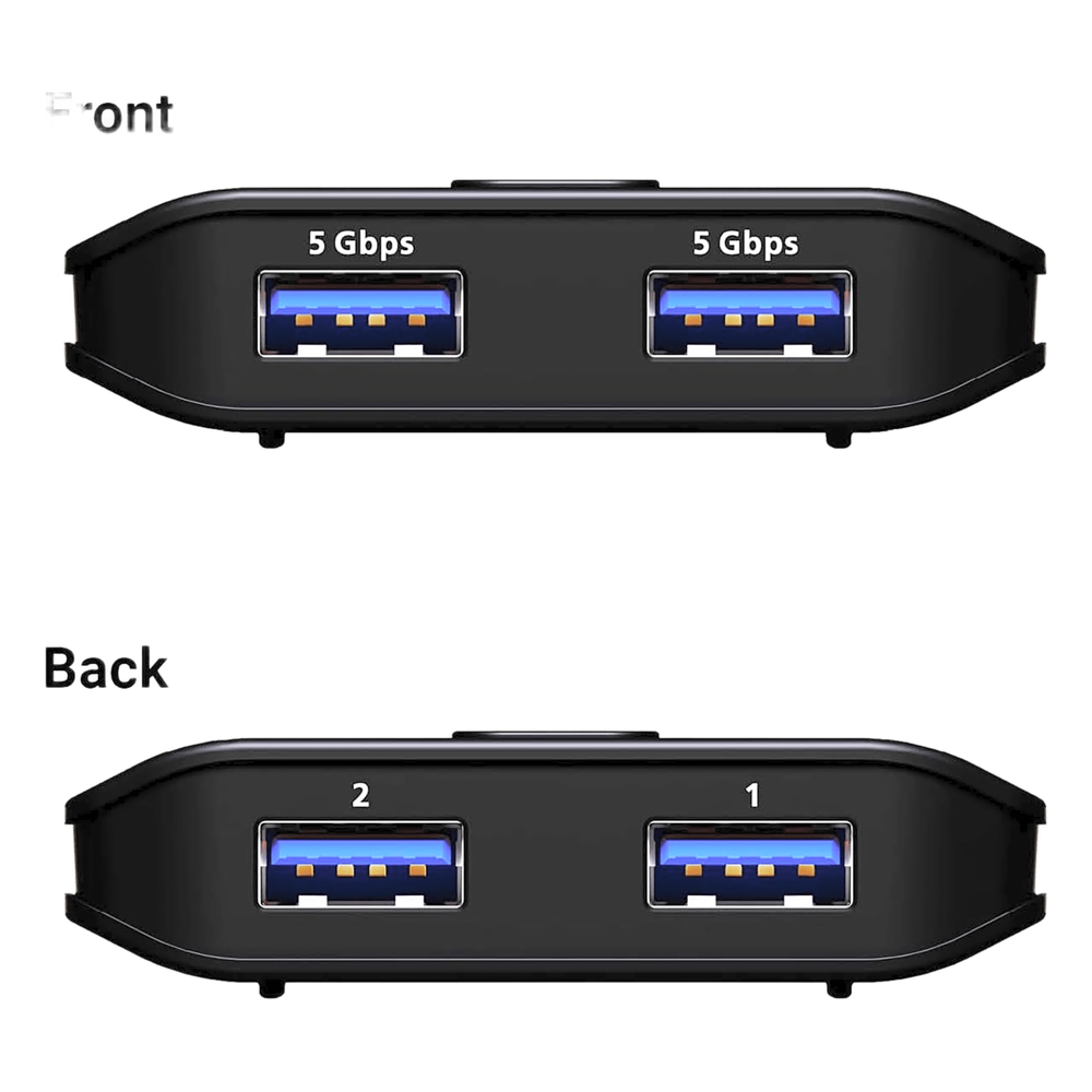 Switch USB 3.2 Gen 1 Essentials | 2 Puertos USB Tipo-A | 2 Computadoras | 5 Gbps | InstaSync | Botón Físico | Diseño Compacto | Plug-and-Play