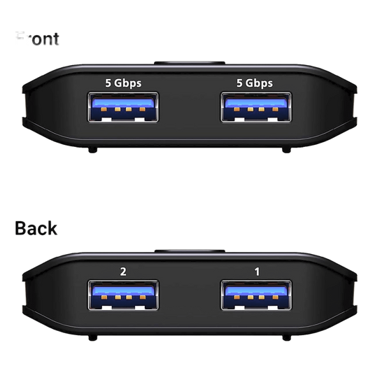 Switch USB 3.2 Gen 1 Essentials | 2 Puertos USB Tipo-A | 2 Computadoras | 5 Gbps | InstaSync | Botón Físico | Diseño Compacto | Plug-and-Play