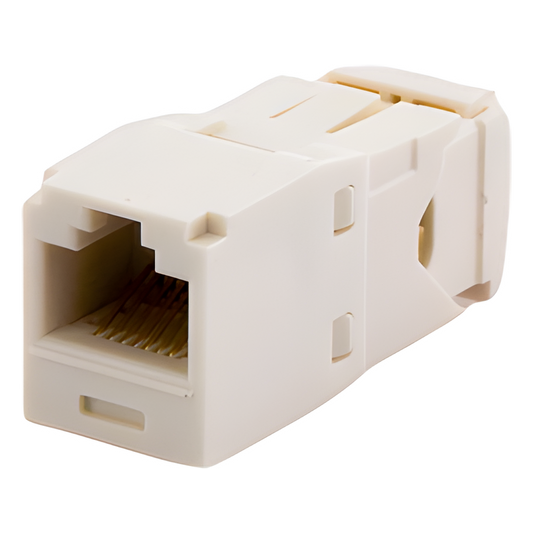 Conector Jack RJ45 Estilo TG, Mini-Com, Categoría 6, de 8 Posiciones y 8 Cables, Color Blanco Mate