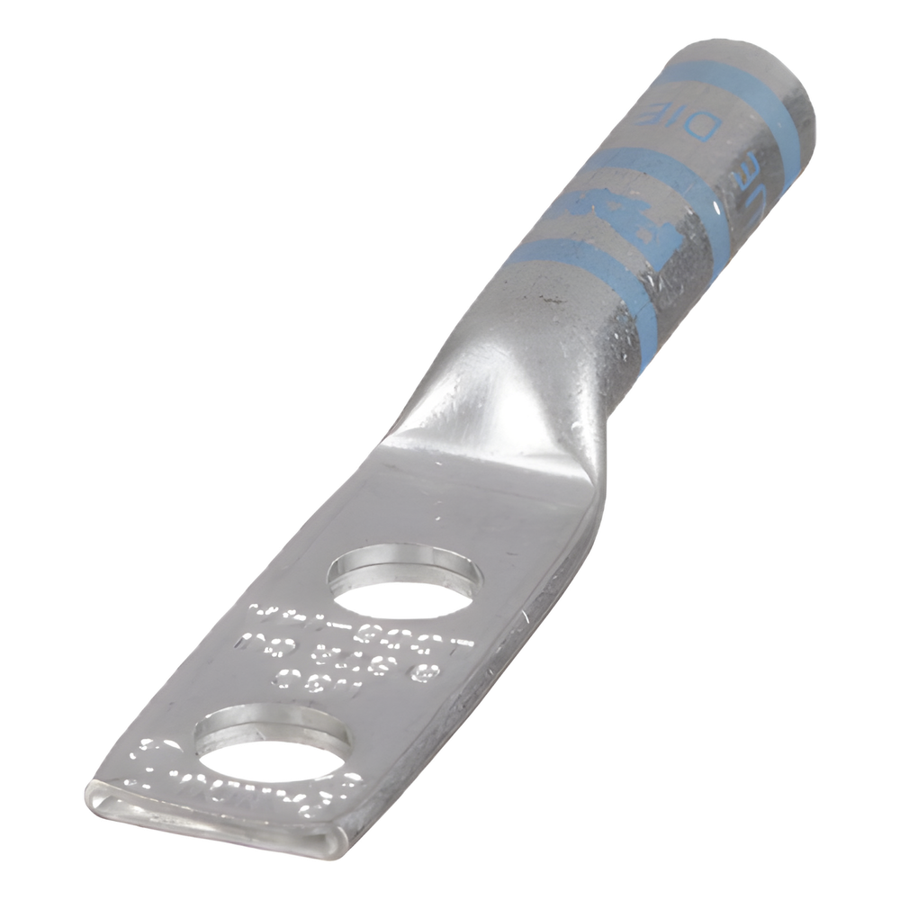 Zapata de compresión LCC6-14A-L para cal. 6 Awg, Doble barreno para tornillo prisionero de 1/4, Espaciado de orificio 16mm, 1 Pz