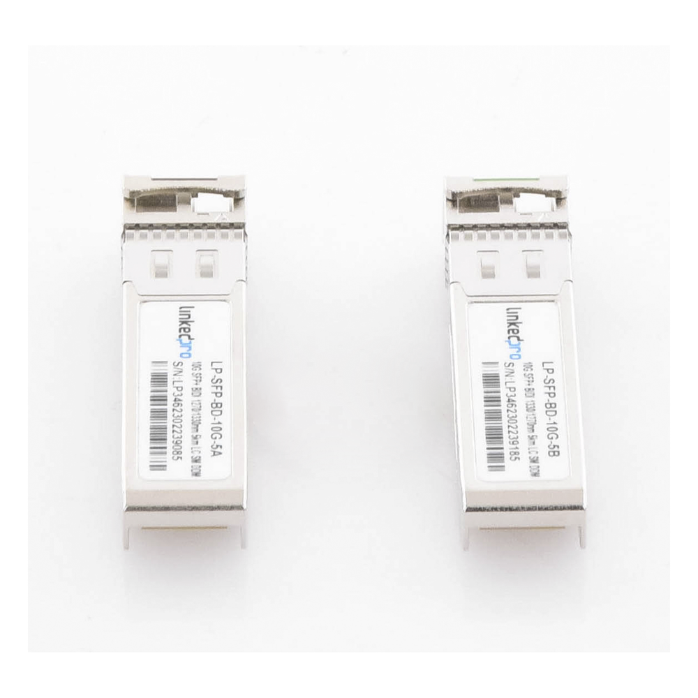 Transceptores Ópticos Bidireccionales SFP+ (Mini-Gbic) / Monomodo 1270 & 1330 nm / 10 Gbps / 10GBASE-BX / Conector LC/UPC Simplex / DDM / Hasta 5 km / 2 Piezas