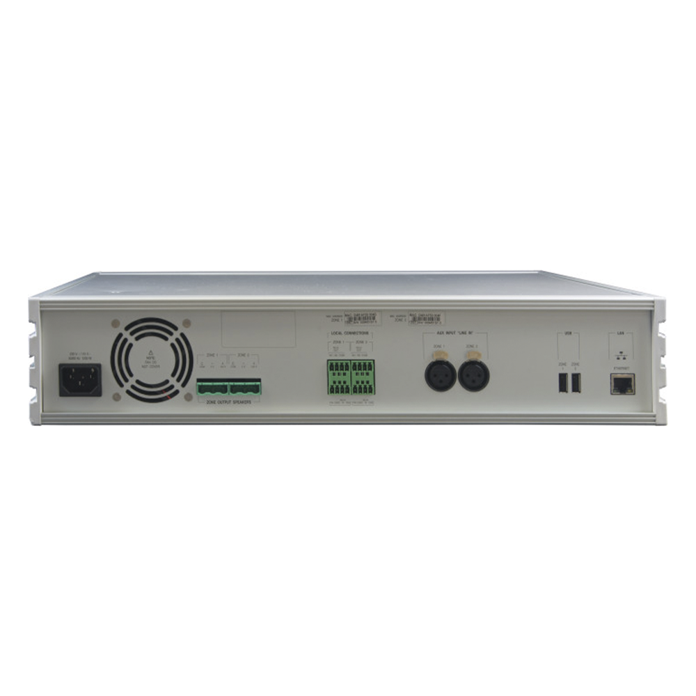 ETAPA DE POTENCIA DIGITAL 2x240W 100V  MILLENNIUM IP CON CONECTIVIDAD IP LAN, SUPERVISON, CALIDAD DE SONIDO HQ PARA 2 ZONAS, EN FORMATO RACK 2U