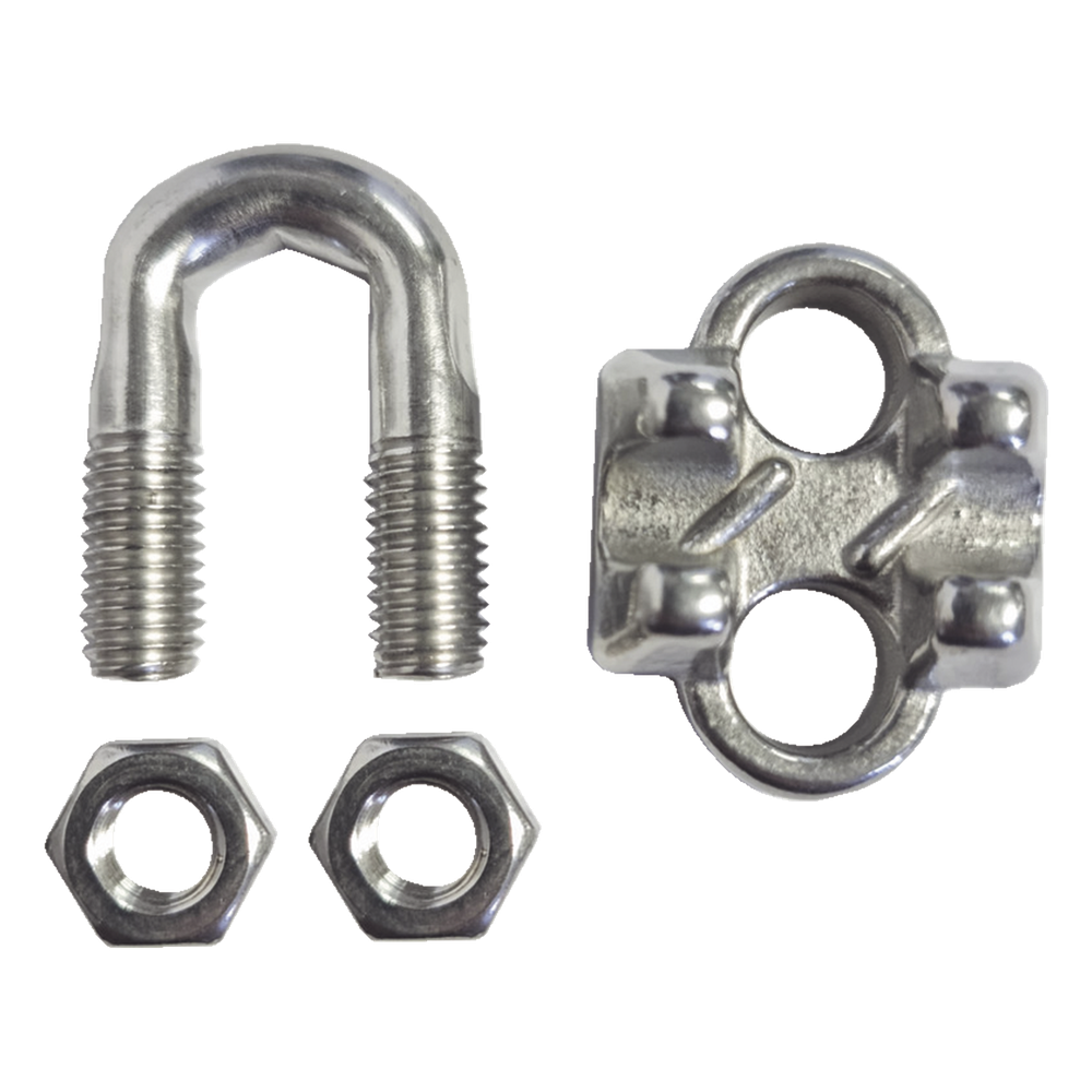 Nudo/ Perro/ Abrazadera Acero Forjado para Cable de 1/4", Acero Inoxidable.