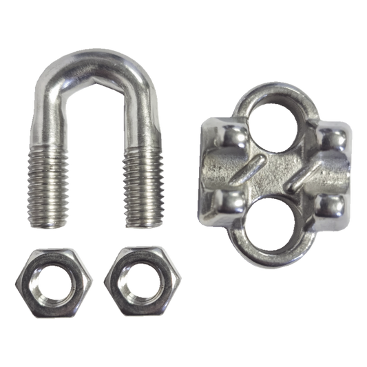 Nudo/ Perro/ Abrazadera Acero Forjado para Cable de 1/4", Acero Inoxidable.